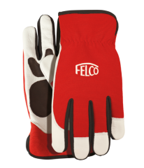 Gants de travail rouge et blanc en cuir | Felco